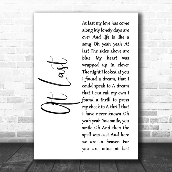 Beyonce At Last White Script Song Lyric Print