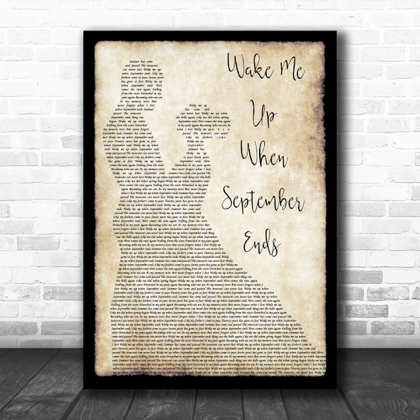 Green Day Wake Me Up When September Ends Man Lady Dancing Song Lyric Quote Music Print