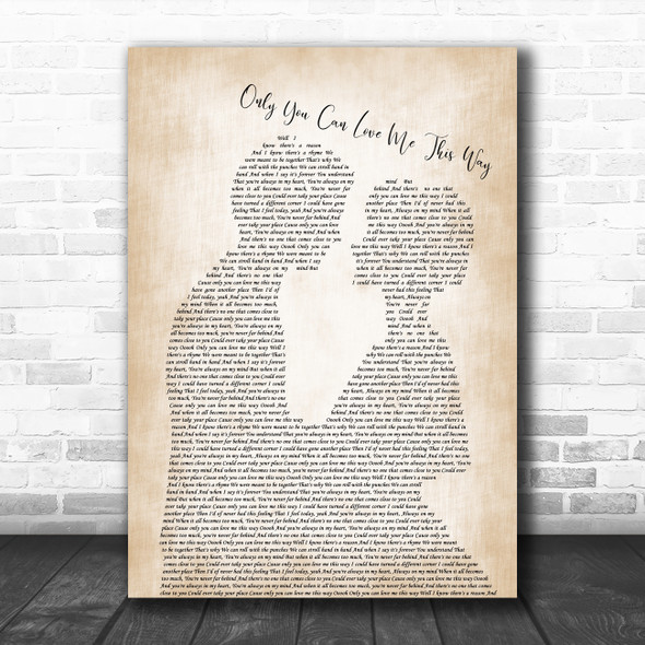 Keith Urban Only You Can Love Me This Way Man Lady Bride Groom Wedding Song Lyric Quote Music Print