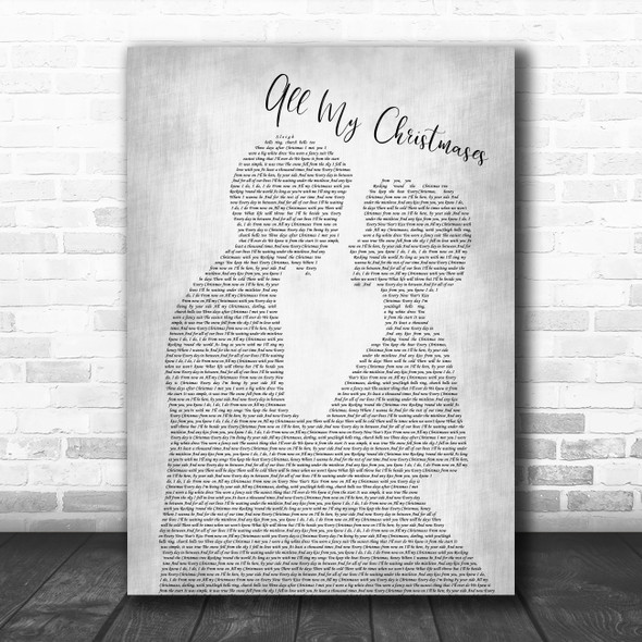 Jillian Edwards All My Christmases Man Lady Bride Groom Wedding Grey Song Lyric Quote Music Print