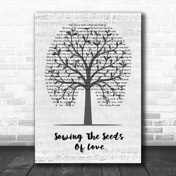 Tears For Fears Sowing The Seeds Of Love Music Script Tree Song Lyric Quote Music Print