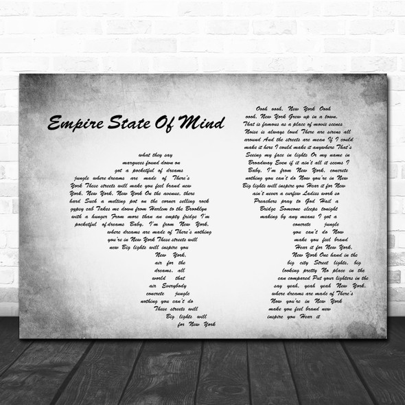 Alicia Keys Empire State Of Mind Man Lady Couple Grey Song Lyric Quote Music Print