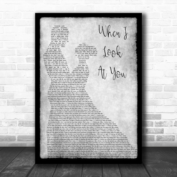 Miley Cyrus When I Look At You Grey Man Lady Dancing Song Lyric Quote Music Print