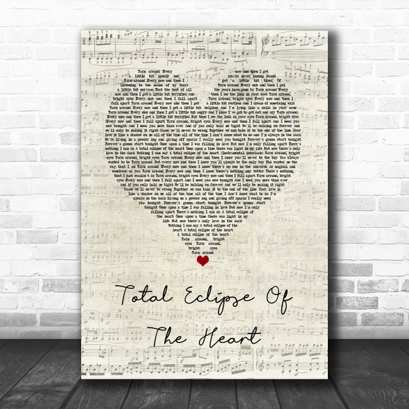 Bonnie Tyler Total Eclipse Of The Heart Script Heart Song Lyric Quote Music Print