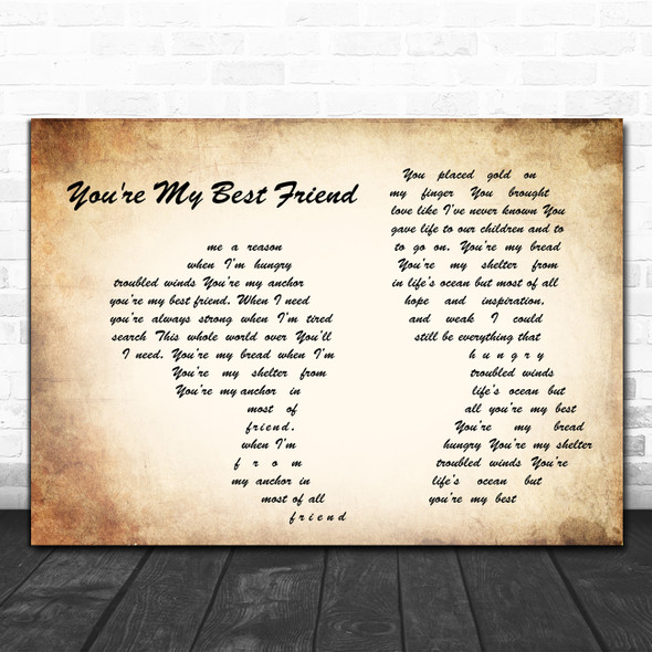 Don Williams You're My Best Friend Man Lady Couple Song Lyric Quote Music Print