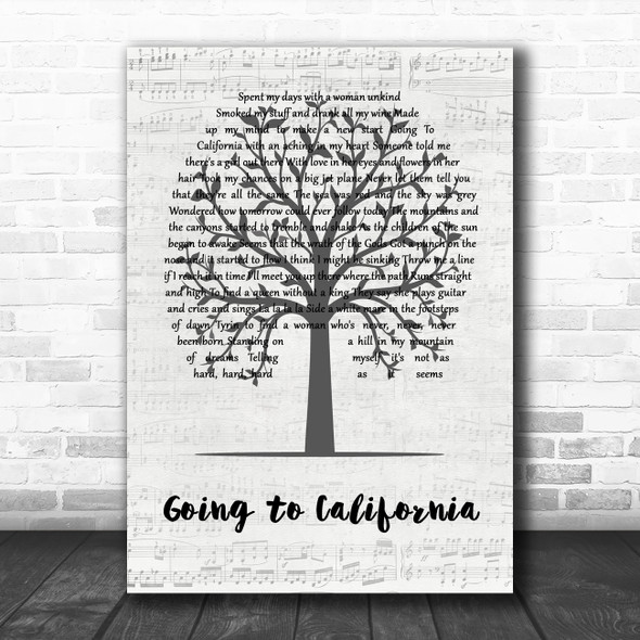 Led Zeppelin Going to California Music Script Tree Song Lyric Quote Music Print