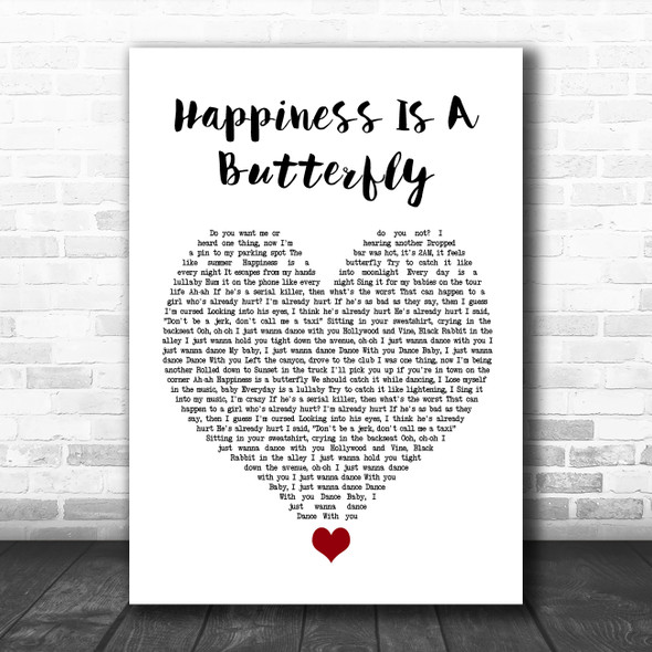 Lana Del Rey Happiness Is A Butterfly White Heart Song Lyric Quote Music Print