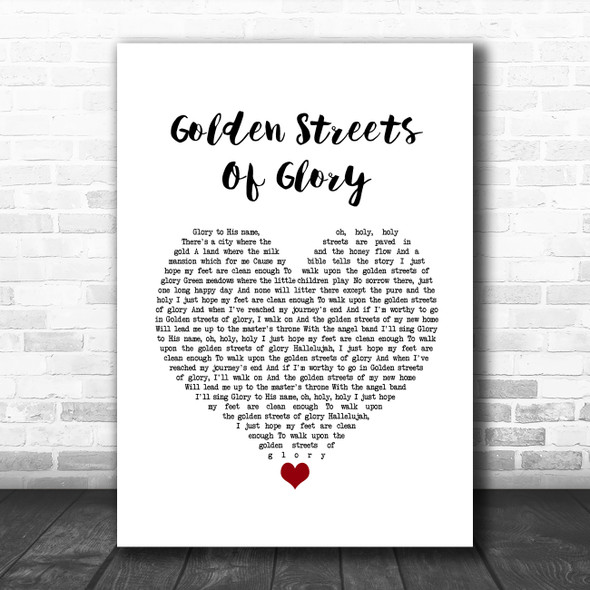 Dolly Parton Golden Streets Of Glory White Heart Song Lyric Quote Music Print