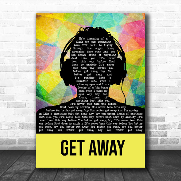 George Ezra Get Away Multicolour Man Headphones Song Lyric Quote Music Print