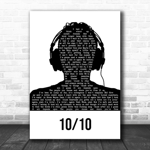 Rex Orange County 10 10 Black & White Man Headphones Song Lyric Quote Music Print