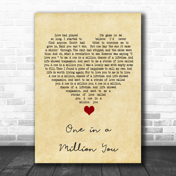 Larry Graham One in a Million You Vintage Heart Song Lyric Quote Music Print