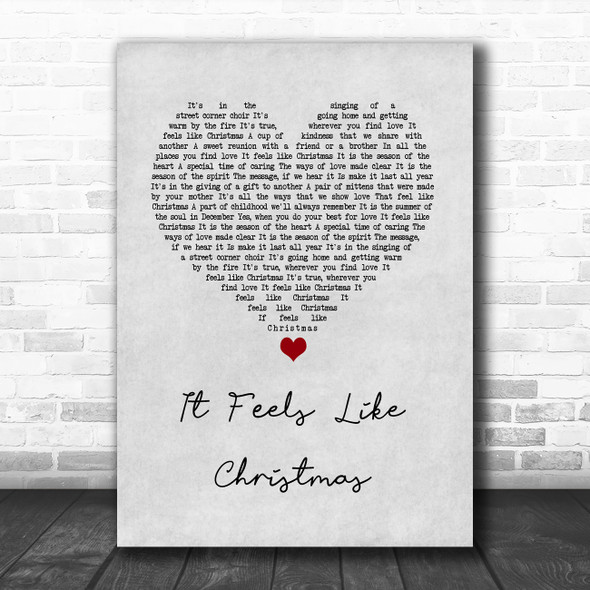 The Muppets It Feels Like Christmas Grey Heart Song Lyric Quote Music Print