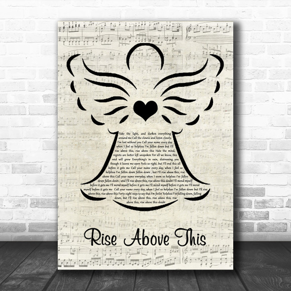 Seether Rise Above This Music Script Angel Song Lyric Quote Music Print