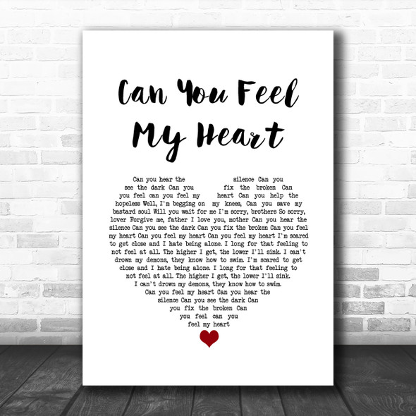 Bring Me The Horizon Can You Feel My Heart White Heart Song Lyric Quote Music Print