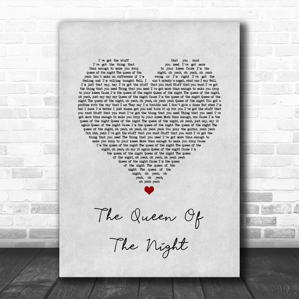 Whitney Houston The Queen Of The Night Grey Heart Song Lyric Quote Music Print