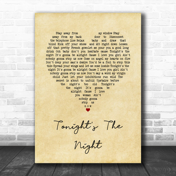 Rod Stewart Tonight's The Night Vintage Heart Song Lyric Quote Music Print