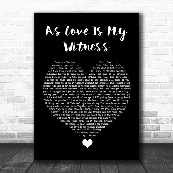 Westlife As Love Is My Witness Black Heart Song Lyric Quote Music Print