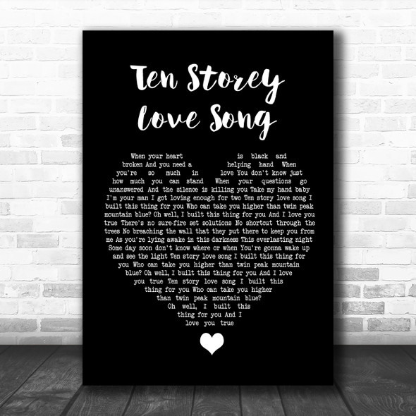 The Stone Roses Ten Storey Love Song Black Heart Song Lyric Quote Music Print