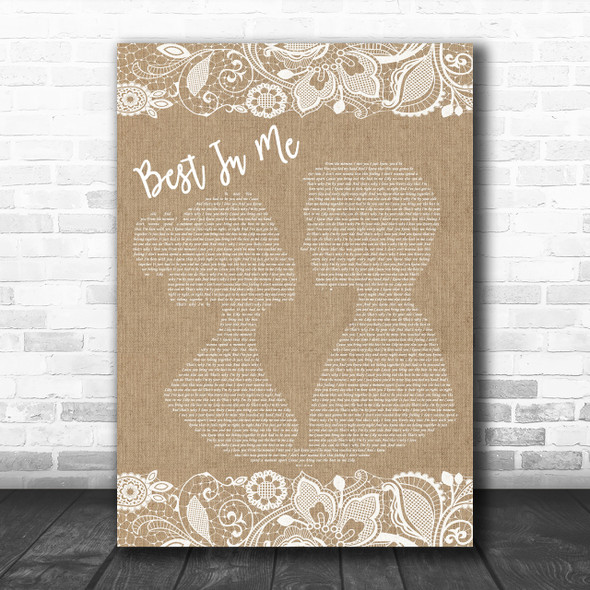 Blue Best In Me Burlap & Lace Song Lyric Music Wall Art Print