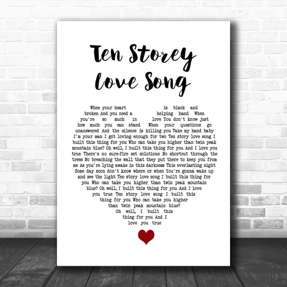 The Stone Roses Ten Storey Love Song White Heart Song Lyric Quote Music Print