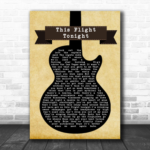 Nazareth This Flight Tonight Black Guitar Song Lyric Quote Music Print