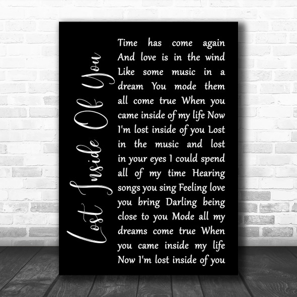 Barbra Streisand Lost Inside Of You Black Script Song Lyric Quote Music Print