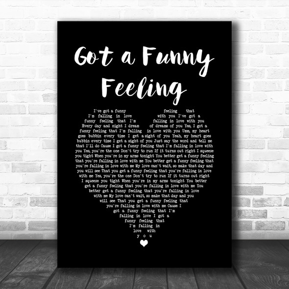 Cliff Richard Got a Funny Feeling Black Heart Song Lyric Quote Music Print