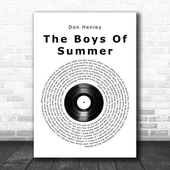 Don Henley The Boys Of Summer Vinyl Record Song Lyric Quote Music Print