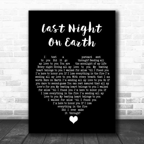 Green Day Last Night On Earth Black Heart Song Lyric Quote Music Print