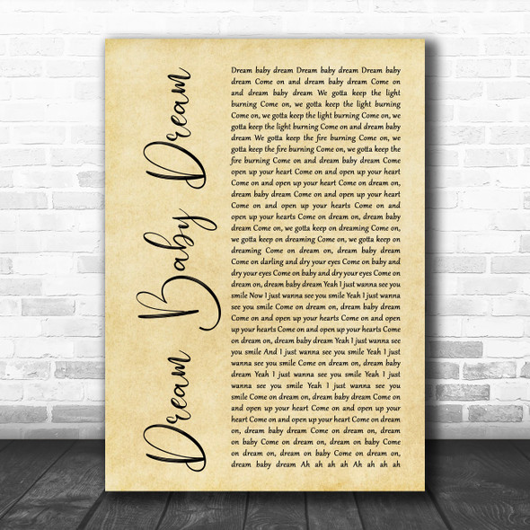 Bruce Springsteen Dream Baby Dream Rustic Script Song Lyric Quote Music Print