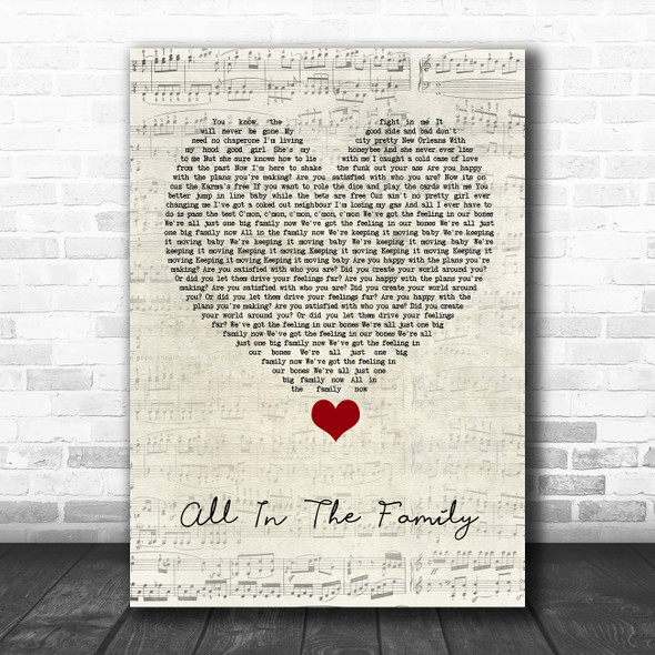 The Revivalists All In The Family Script Heart Song Lyric Quote Music Print