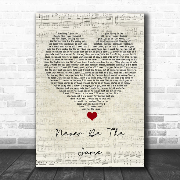 Camila Cabello Never Be The Same Script Heart Song Lyric Quote Music Print