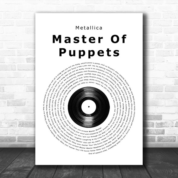 Metallica Master Of Puppets Vinyl Record Song Lyric Quote Music Print