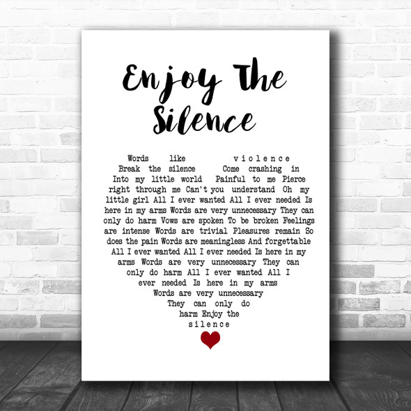Depeche Mode Enjoy The Silence White Heart Song Lyric Quote Music Print