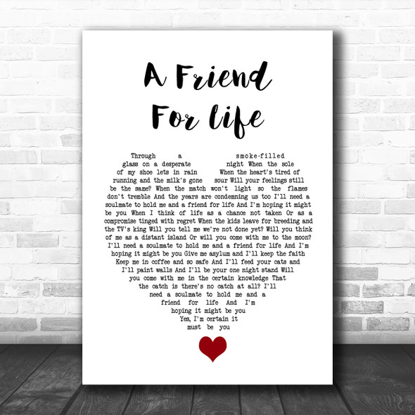 Rod Stewart A Friend For Life White Heart Song Lyric Quote Music Print