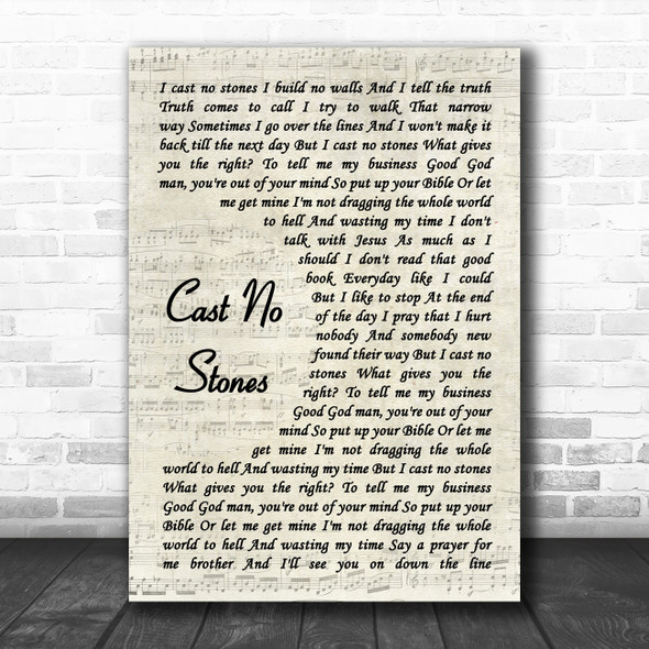 Cody Jinks Cast No Stones Vintage Script Song Lyric Quote Music Print