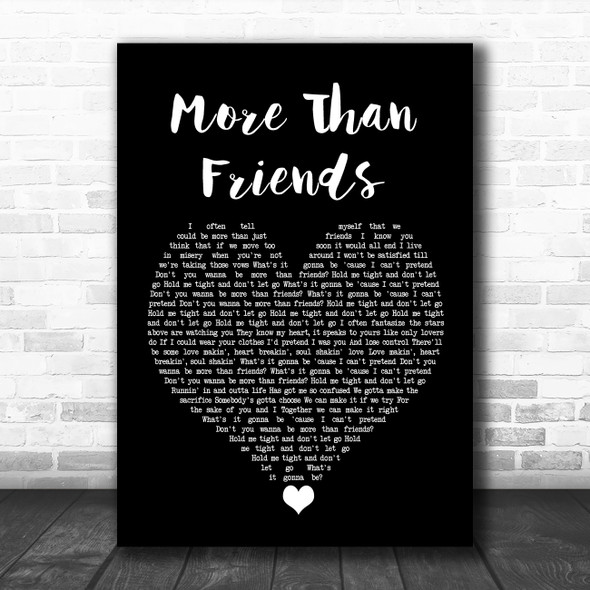 James Hype More Than Friends Black Heart Song Lyric Quote Music Print