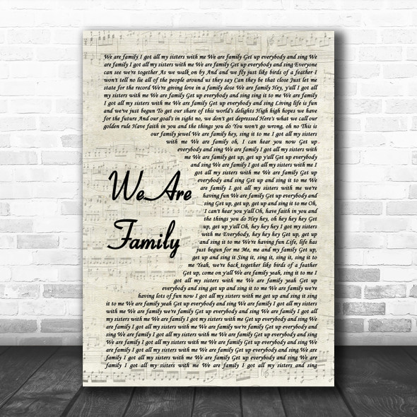 Sister Sledge We Are Family Vintage Script Song Lyric Quote Music Print
