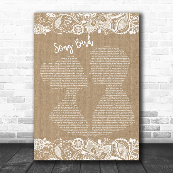 Oasis Song Bird Burlap & Lace Song Lyric Music Wall Art Print