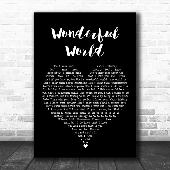 Sam Cooke Wonderful World Black Heart Song Lyric Quote Music Print