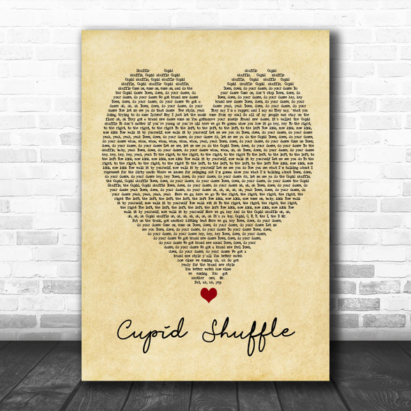 Cupid Cupid Shuffle Vintage Heart Song Lyric Quote Music Print