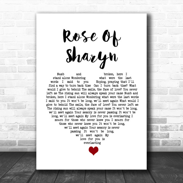 Killswitch Engage Rose Of Sharyn White Heart Song Lyric Quote Music Print