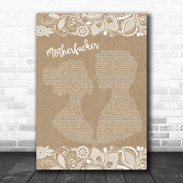 Robbie Williams Motherfucker Burlap & Lace Song Lyric Quote Music Print