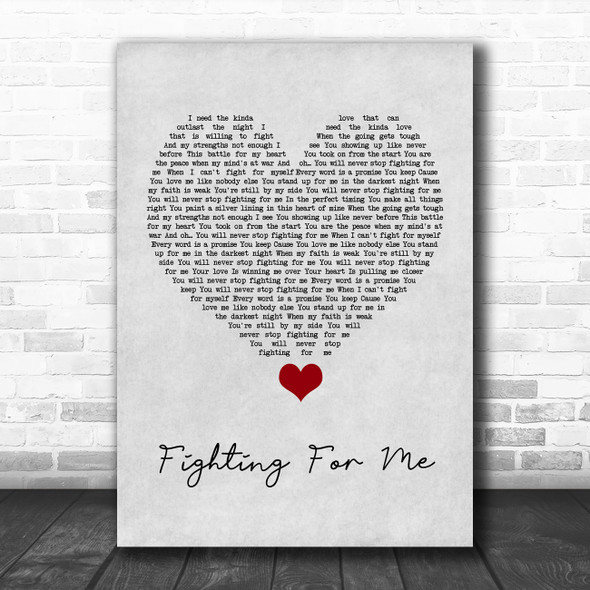 Riley Clemmons Fighting For Me Grey Heart Song Lyric Quote Music Print