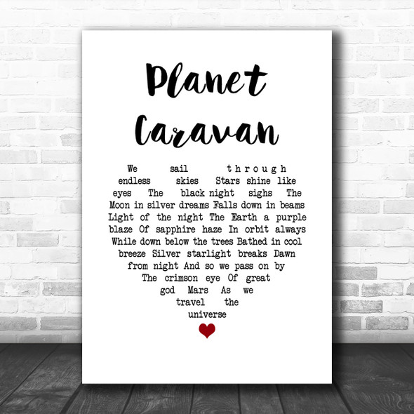 Black Sabbath Planet Caravan White Heart Song Lyric Quote Music Print