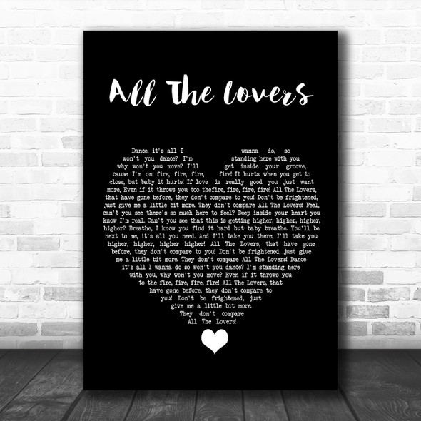 Kylie Minogue All The Lovers Black Heart Song Lyric Quote Music Print