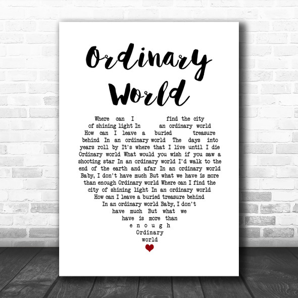 Green Day Ordinary World White Heart Song Lyric Quote Music Print