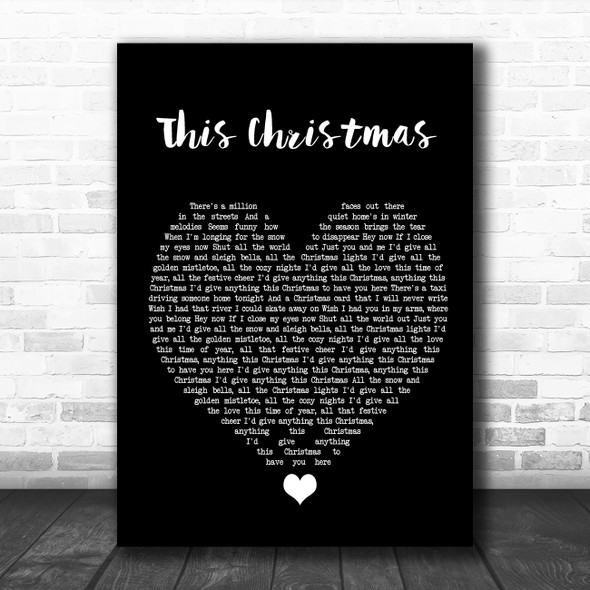 Oh Wonder This Christmas Black Heart Song Lyric Quote Music Print