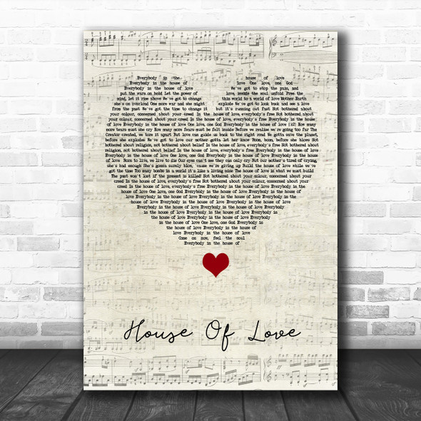 East 17 House Of Love Script Heart Song Lyric Quote Music Print