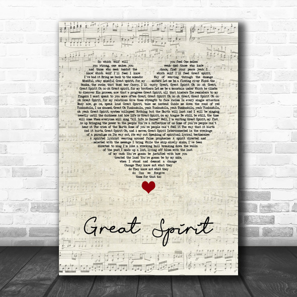 Nahko And Medicine For The People Great Spirit Script Heart Song Lyric Quote Music Print